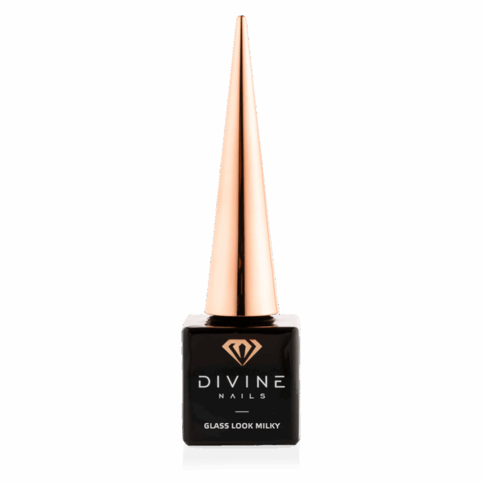 glass-look-MILKY Top Coat Glass Look Milky 10ml Divine Nails – finalizante sem goma para acabamento cristalino